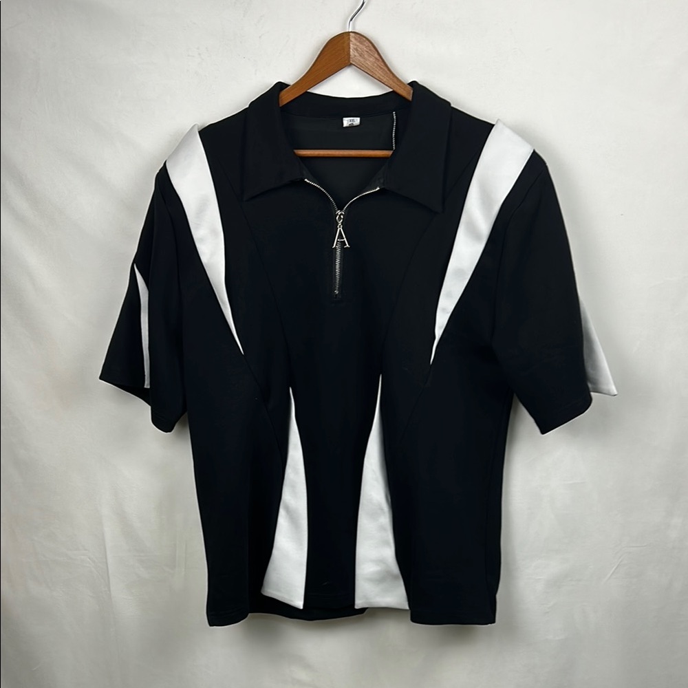 Oaorell Black and White Men's Shirt-XXL